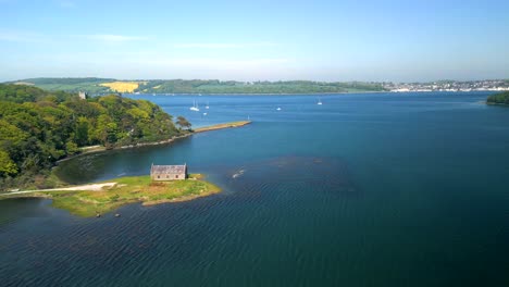 Aerial-shot-of-Strangford-Lough-in-County-Down,-Northern-Ireland