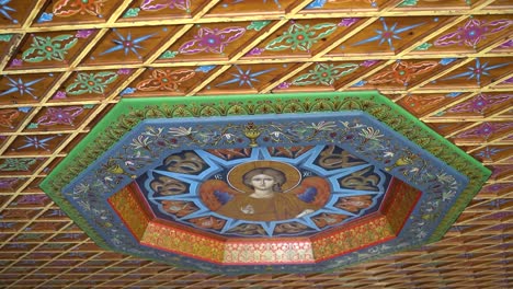 Ornately-painted-ceiling-in-a-monastery