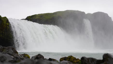 Slow-Motion,-Under-Godafoss-Waterfall,-Iceland