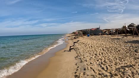 Abandoned-Gaza-beach-during-Israel–Hamas-war-conflict,-2024