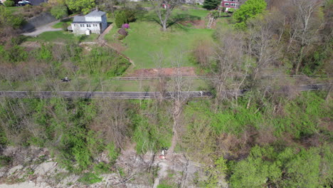 Birds-eye-view-along-the-waterside-road-of-the-Providence-river