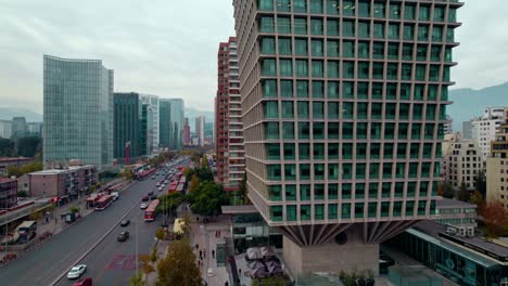 Aerial-drone-reveals-modern-skyscraper-architecture-in-Santiago-de-Chile-City