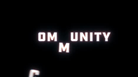 4K-text-reveal-of-the-word-"community"-on-a-black-background