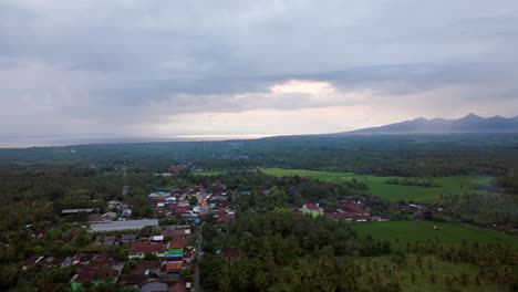 Panorama-Of-Tropical-Countryside-Village-On-West-Coast-In-Bali,-Indonesia