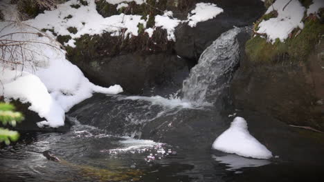 Mountain-spring-water-cascades-over-rock-in-slow-motion