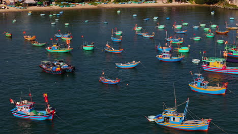 Palm-Tree-Lined-White-Sand-Beach-Coastline-In-The-Picturesque-Fishing-Village-Of-South-Vietnam