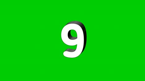 3D-Nummer-9,-Symbol-Für-Neun-Zeichen-Animation,-Bewegungsgrafik-Symbol-Auf-Grünem-Hintergrund,-Nummernanzeige-Auf-Rauch,-Cartoon-Videonummer-Für-Videoelemente
