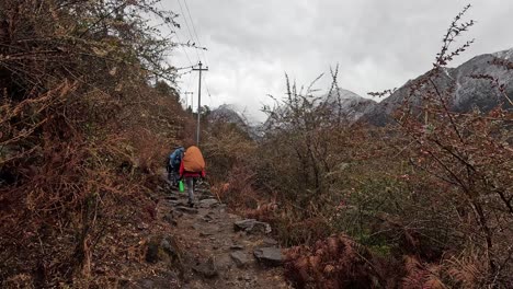 Siguiendo-A-Un-Grupo-De-Excursionistas-En-La-Caminata-Por-El-Valle-Inferior-De-Langtang