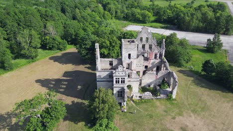 Aerial-orbits-partly-destroyed-knight's-mansion-Ungru-Mois-in-Estonia