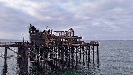 Oceanside-Pier-Fire-Damage-Drone-Helix-Below-Deck-Northeast-Corner-circular-path-to-Above-Southeast-Corner-Surveying-Former-Ruby's-Diner