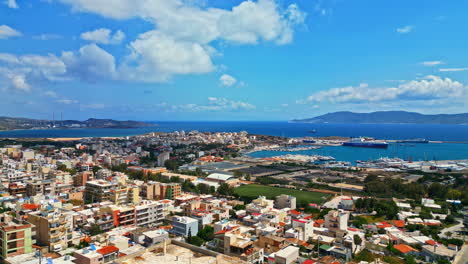 Aerial-view-of-Zakynthos-city-and-port-on-Zante-island-in-Greece