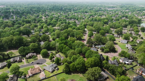 Vista-Aérea-De-Los-Asentamientos-En-Los-Suburbios-De-Collierville-En-El-Condado-De-Shelby,-Tennessee,-Estados-Unidos.