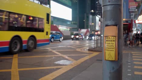 Button-for-help-for-visually-impaired-by-street-crossing-in-Hong-Kong-at-night