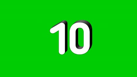 3D-Zahl-10,-Zehnerzeichen-Symbol,-Animations-Motion-Grafiksymbol-Auf-Grünem-Hintergrund,-Die-Zahl-Wird-Auf-Rauch-Angezeigt,-Cartoon-Videonummer-Für-Videoelemente
