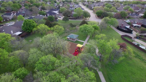 Aerial-footage-of-Orchard-Valley-Park-in-Lewisville-Texas