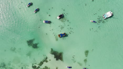 Oben-Blick-Auf-Die-Küsteninsel-Mit-Touristen-Und-Katamaranbooten-Auf-Der-Insel-Saona,-Dominikanische-Republik