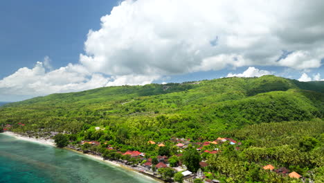 Village-along-Nusa-Penida-island-coast,-Bali-in-Indonesia