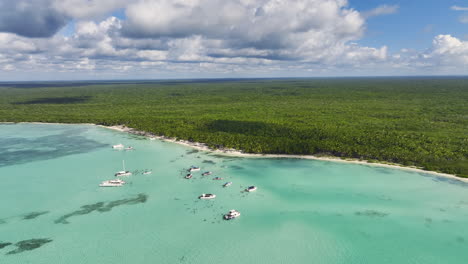 Panoramic-Aerial-Of-Isla-Saona-Tropical-Island-Near-South-East-Coast-In-Dominican-Republic