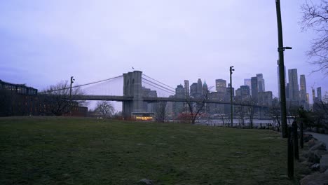 Watching-beautiful-view-of-Brooklyn-Bridge-on-a-cold-winter-day