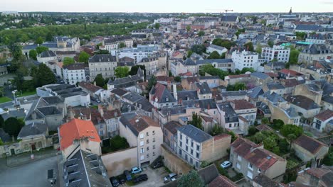 Poitiers-city,-France.-Aerial-forward-and-cityscape