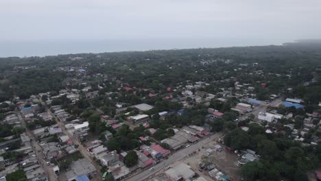 Aerial-view-above-Palomino-district,-non-touristy-neighborhood-in-small-village,-Colombia