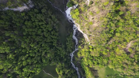 Static-aerial-view-of-Seerenbachfälle-waterall-in-Switzerland