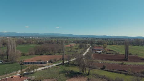 Drone-flight,-above-a-village-in-Europe,-4K-video