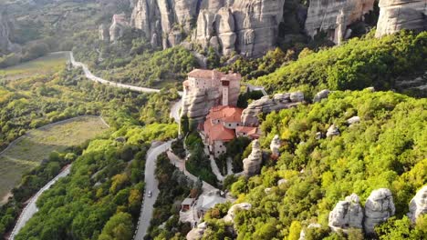 Beautiful-shot-of-a-monastery-built-on-a-rock