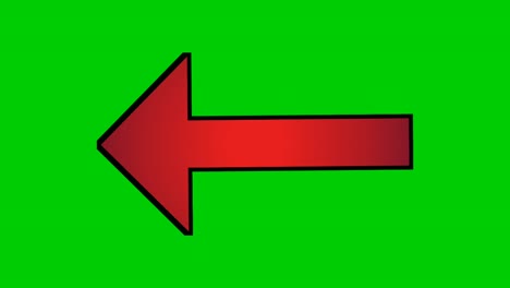 Red-Arrow-sign-symbol-animation-on-green-screen,-motion-graphics-cartoon-arrow-pointing-left-4K-animated-image-video-overlay-elements