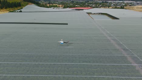 Helicóptero-Vuela-Bajo-Sobre-Los-Huertos-De-Cromwell-Para-Secar-Las-Cerezas-Después-De-La-Lluvia.