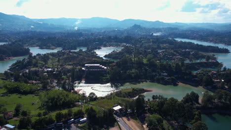 Aerial-View-of-Guatape-Lake,-Colombia