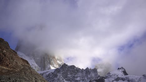 A-veil-of-clouds-covers-Mount-Fitzroy-in-Patagonia,-Argentina