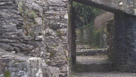 Ancient-ruins-of-Old-Mellifont-Abbey-in-Tullyallen,-Drogheda,-Ireland,-captured-with-a-vintage-lens