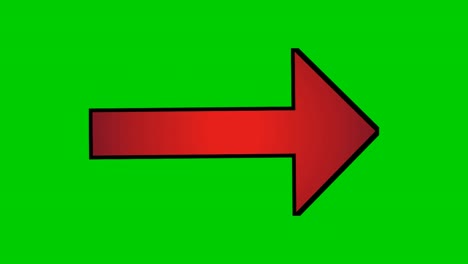 Red-Arrow-sign-symbol-animation-on-green-screen,-motion-graphics-cartoon-arrow-pointing-right-4K-animated-image-video-overlay-elements