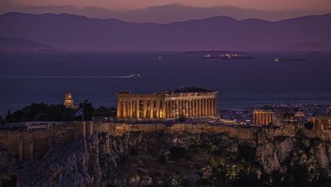 Prächtiger-Marmortempel-Des-Parthenon-Auf-Der-Akropolis-Von-Athen,-Griechenland