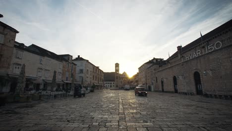 Hyperlapse-of-Croatian-church-plaza-at-sunrise