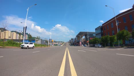 Timelapse-of-moving-cars-and-Chinese-army-trucks-in-Chongqing,-China-during-conflict