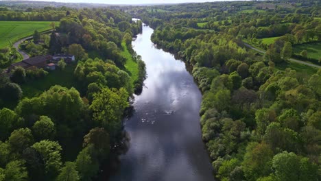 Vienne-river,-Nouvelle-Aquitaine-in-France.-Aerial-drone-forward