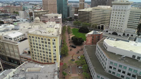 Aerial-Drone-shot-of-Oakland-buildings-and-streets,-California,-Oakland-City,-4k-footage