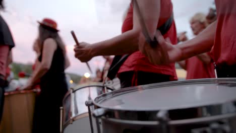 Brazilian-batucada-playing-on-big-drums