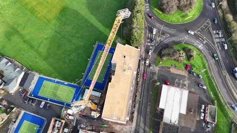 Overhead-birds-eye-drone-aerial-view-tower-crane-Essex-UK