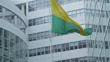 Close-shot-of-the-flag-of-The-Hague-at-the-city-hall