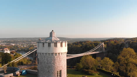 Luftaufnahme:-Observatorium-Mit-Blick-Auf-Die-Clifton-Suspension-Bridge-Im-Sommer