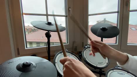 high-hat-practice-on-a-electric-drum-set