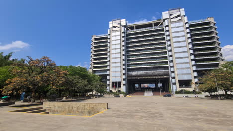 EPM-Smart-Building,-Public-Service-Companies-Headquarters-in-Medellin,-Colombia,-Wide-View-of-Exterior