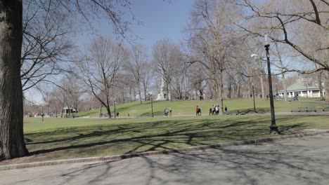 Boston-Common-public-park-in-downtown-Boston,-Massachusetts-on-Easter-weekend-in-4k
