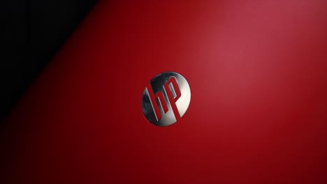 HP-Rot-orange-Laptop-Computer-Mit-Silbernem-Emblem