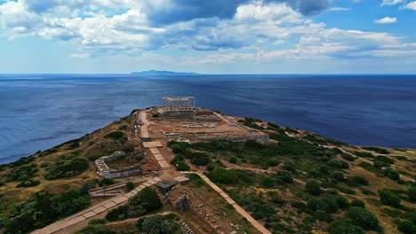 Sitio-Arqueológico-De-Sounion-Con-Ruinas-Del-Templo-De-Poseidón-En-Lavreotiki,-Ática-Oriental,-Grecia