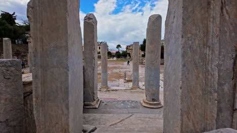Die-Römische-Agora-In-Athen-Nördlich-Der-Akropolis---Zeitlupenaufnahme