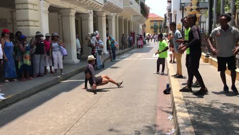 Colombian-dancers-dancing-breakdance-in-the-historic-center-of-Cartagena-Colombia-on-a-sunny-afternoon